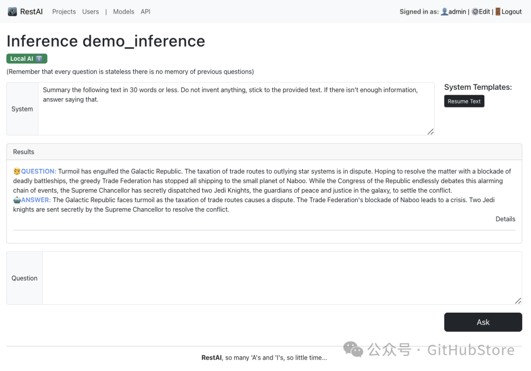 RestAI：基于LlamaIndex、Ollama和HF pipelines的AIaaS(人工智能即服务)开源平台 配图 3