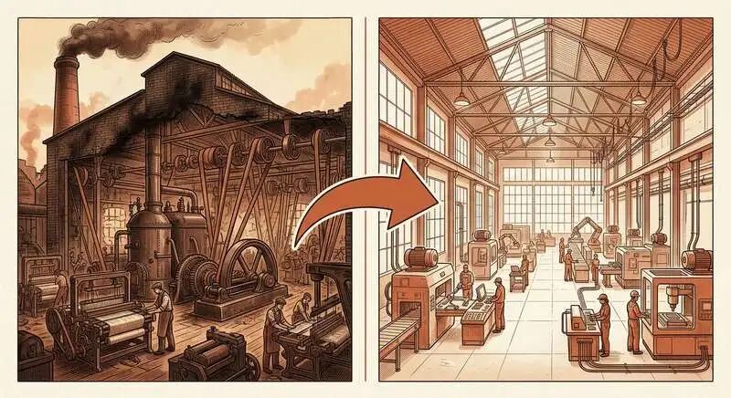 从蒸汽到电力的工厂进化