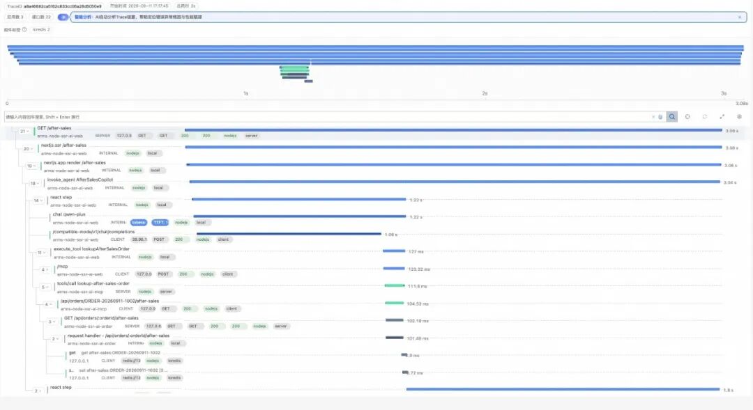 从页面渲染到智能体：ARMS Node.js 探针解锁 SSR + AI 全链路可观测 配图 3