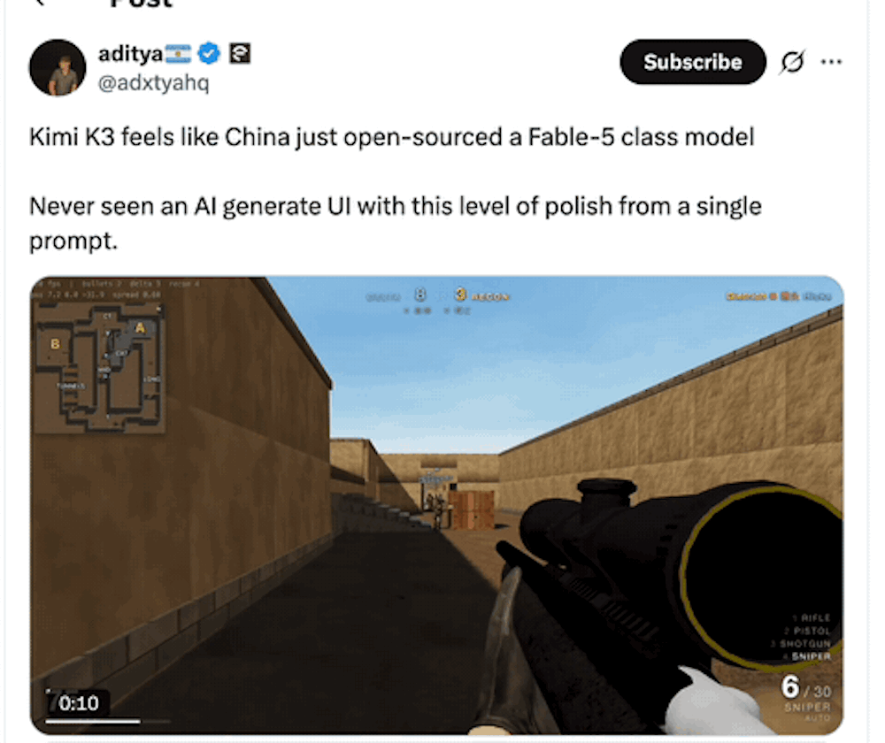 打败Fable 5！Kimi K3冲上第一，杨植麟导师很骄傲 配图 4