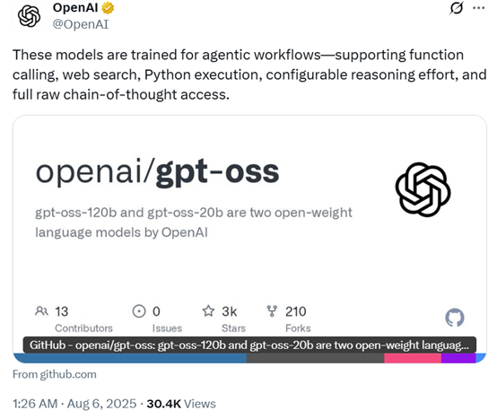 训练200万小时！OpenAI刚刚开源GPT-oss，AI Agent专属模型、可商用 配图 2