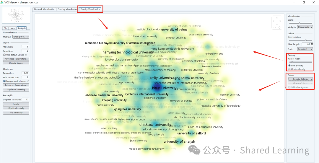 机构引文图谱如何通过VOSviewer设置调整 配图 11