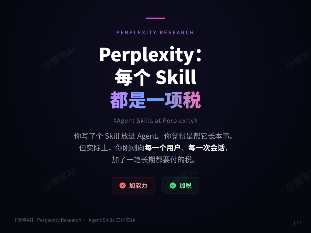 Perplexity：每一个 Skill 都是一项税