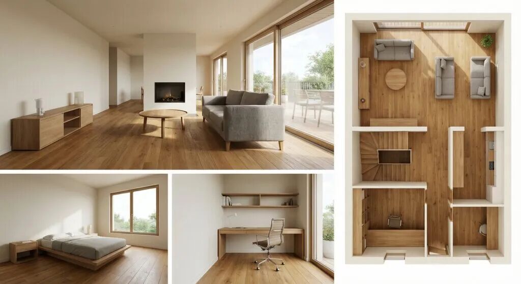 2D 户型图 -> 3D 室内设计板