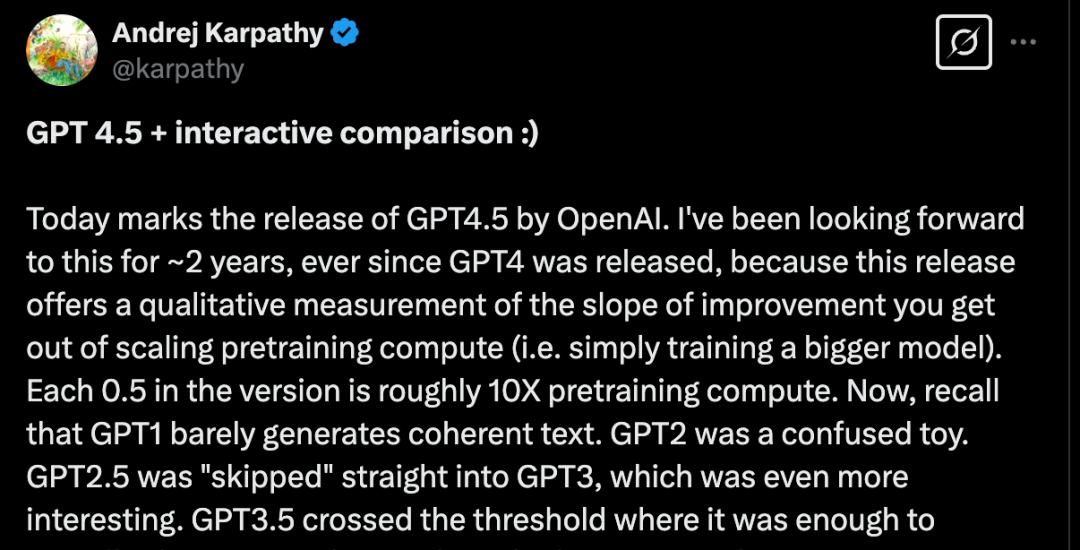 OpenAI 重磅发布 GPT4.5，更像人了！Karpathy一手评测：有惊喜但提升微妙 配图 5