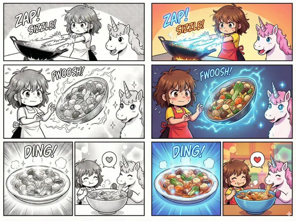 漫画/动漫上色：[输入黑白的漫画分镜]