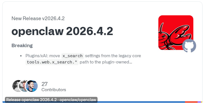 OpenClaw发布 2026.4.2 版本🦞 配图 3
