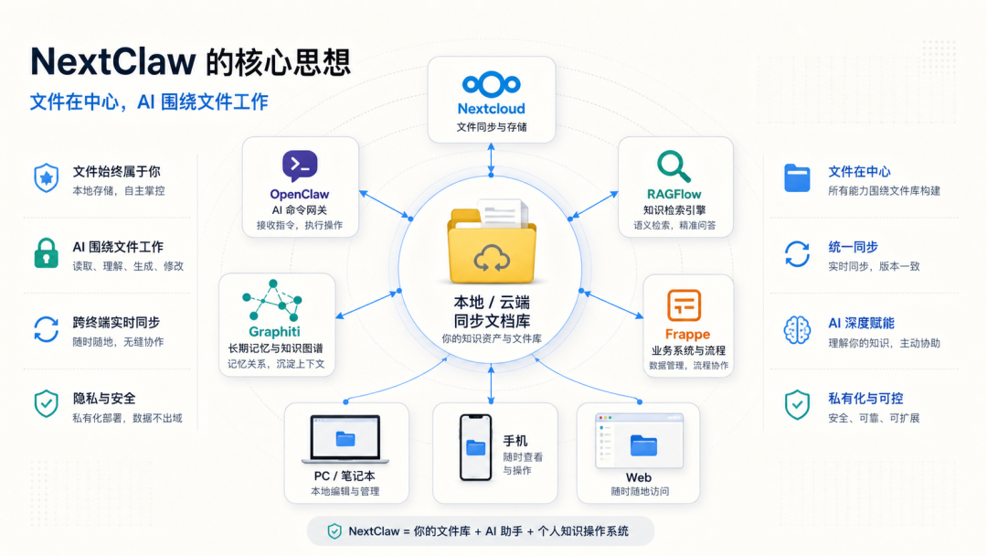 NextClaw 的核心思想：文件在中心，AI 围绕文件工作