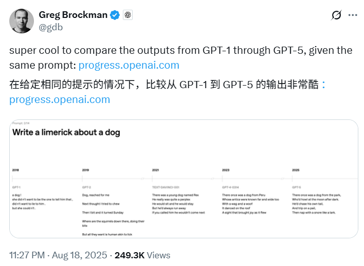 7年了，OpenAI官方给出五代GPT对比，网友却怀念起「狂野」初代 配图 4