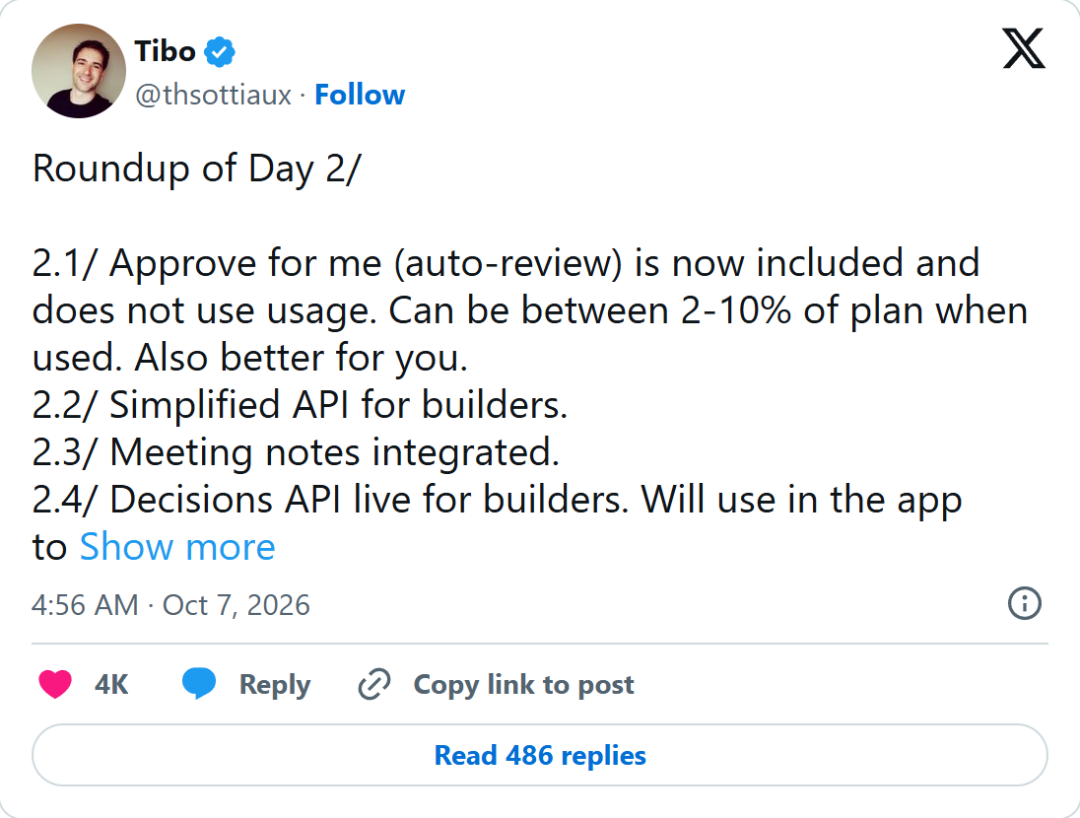 Tibo 的 Day 2 更新汇总