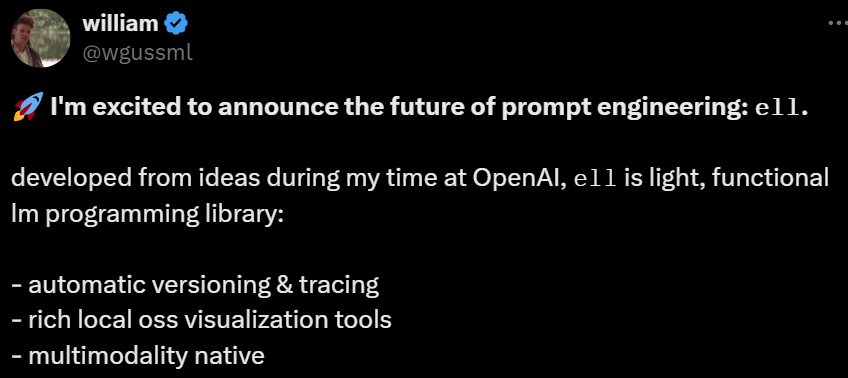 OpenAI前研究者发布提示词工程框架ell，升级版LangChain，支持版本控制和多模态 配图 3