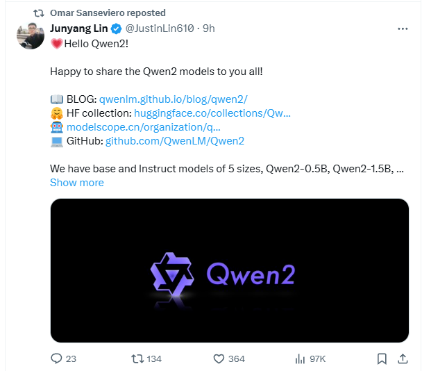 阿里Qwen2正式开源，性能全方位包围Llama-3 配图 2