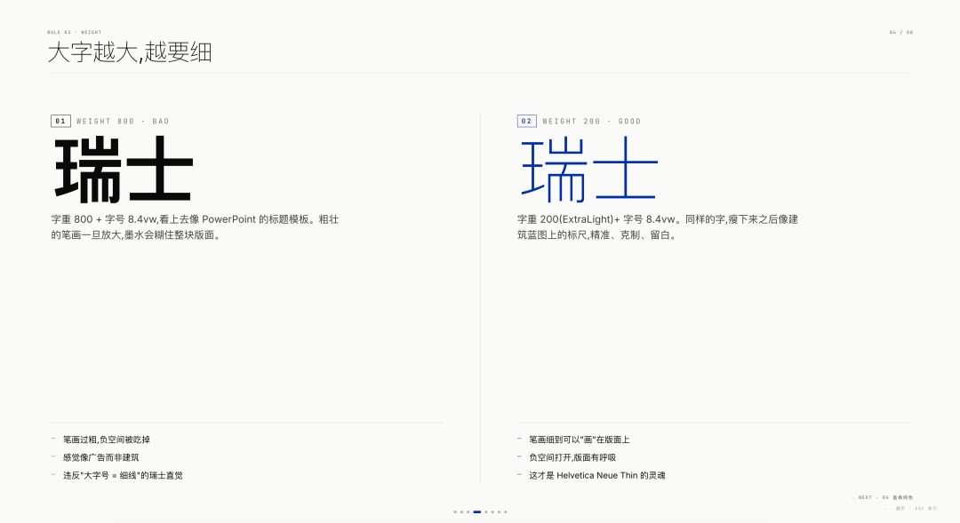 字重对比