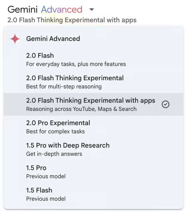 gemini drop down menu