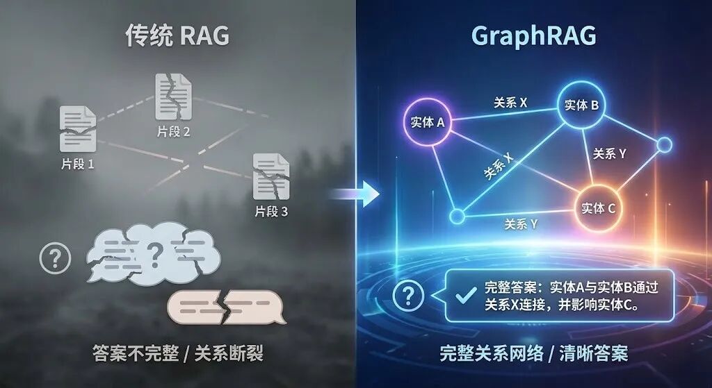 GraphRAG vs 传统 RAG 对比效果图
