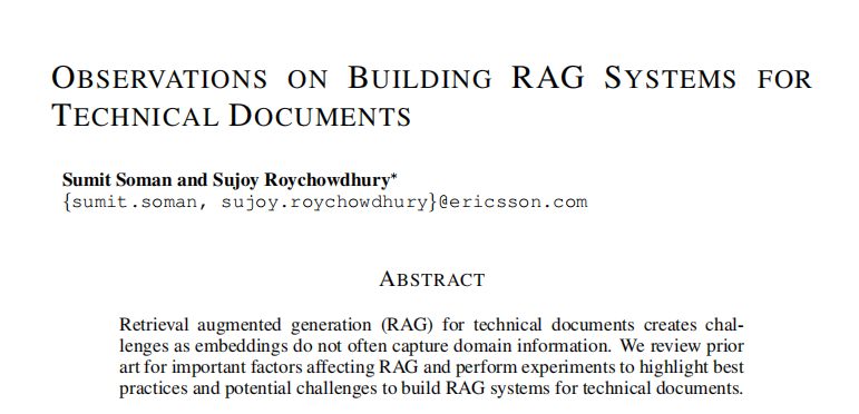 RAG |（爱立信经验总结）关于构建技术文档类RAG系统的经验总结
