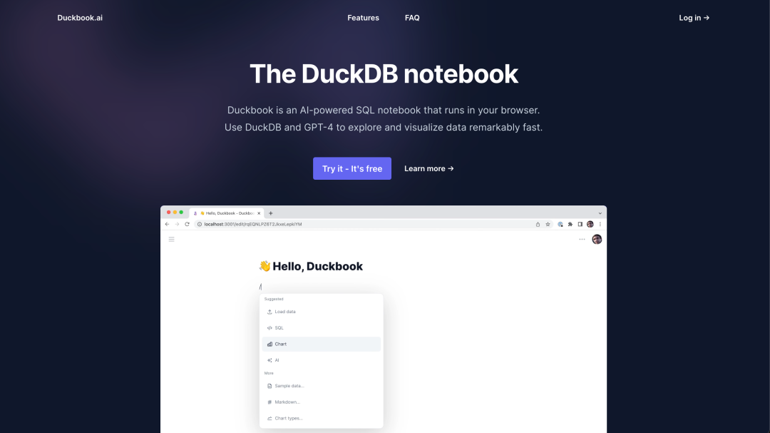 【AI产品】Duckbook.ai：浏览器中的SQL与AI完美结合！