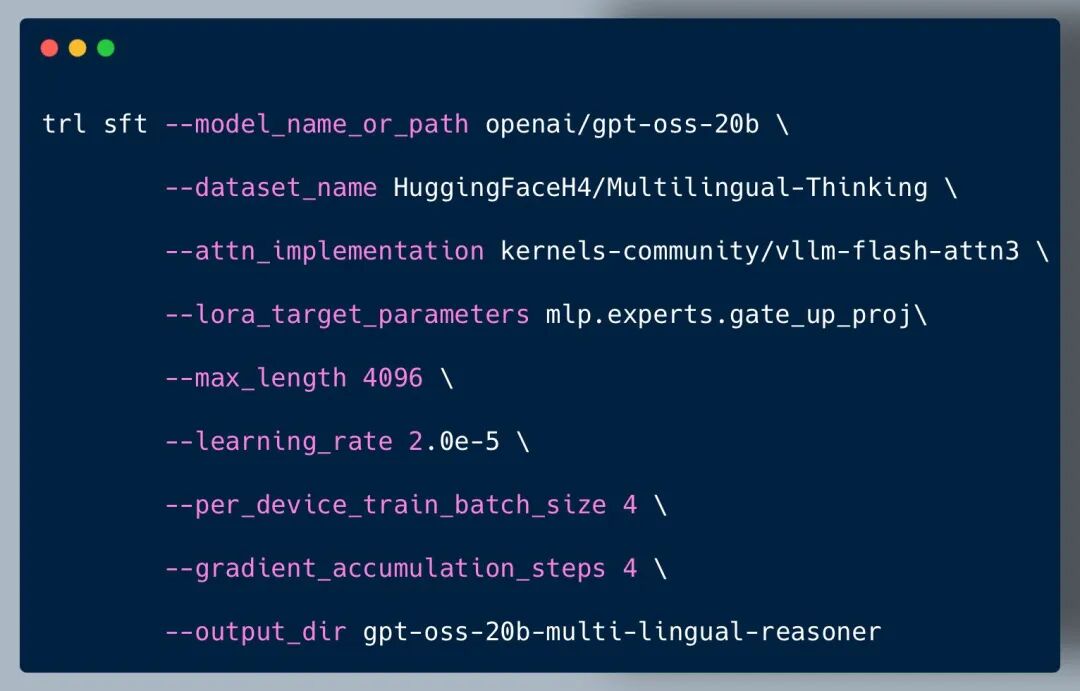 Lewis Tunstall on X: "One line of code is all it takes to fine-tune the gpt- oss models from @OpenAI 🔥 > Support to target the MoE expert layers with  PEFT > Kernels