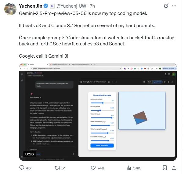AI编程模型领域迎新王？谷歌发布Gemini 2.5 Pro I/O，单条文本提示即可生成完整应用 配图 8
