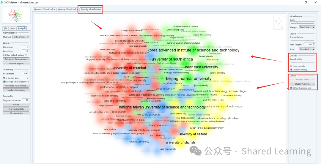机构引文图谱如何通过VOSviewer设置调整 配图 12