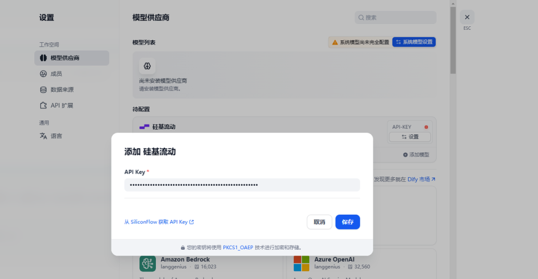 设置硅基流动的key