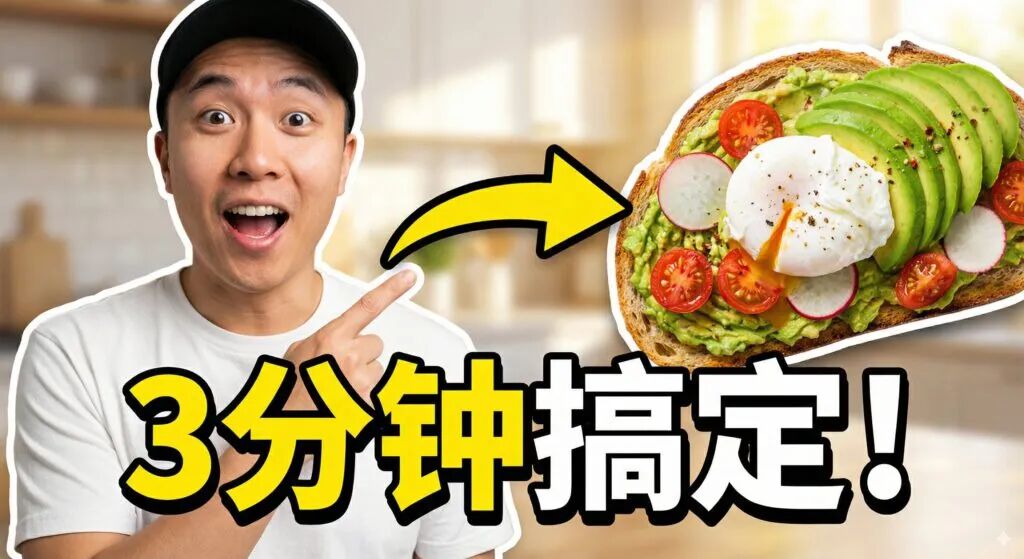 “爆款视频封面图”（人脸 + 文字 + 图形）