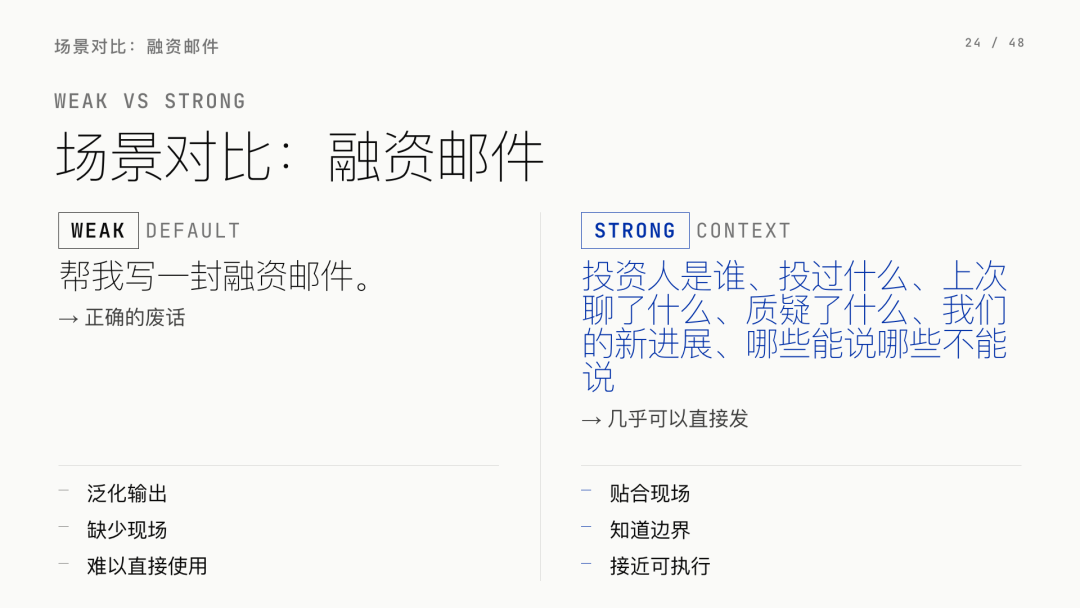 第 24 页：场景对比：融资邮件