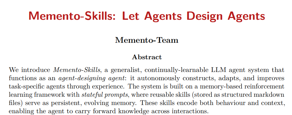 Memento-Skills解读：AI自学习“工作手册”，实现性能提升116.2%