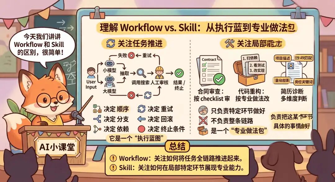 面试官问：“skills 和 workflow 有什么区别？”我说：“不都让 AI 按某种方式完成任务吗？”面试官说：“再见～” 配图 3