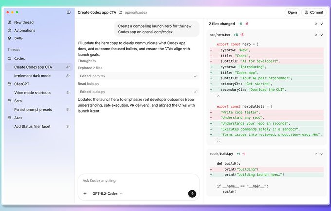 OpenAI 推出 Codex 桌面应用 支持skills、可同时运行多个任务 配图 2