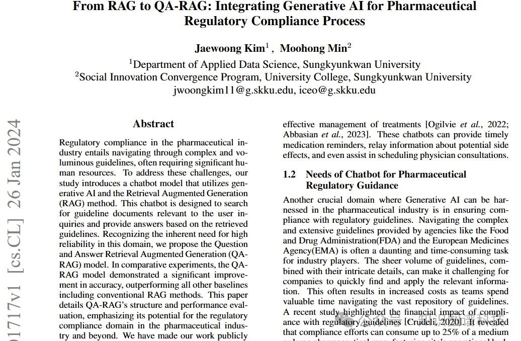 从RAG到QA-RAG：整合生成式AI以用于药品监管合规流程