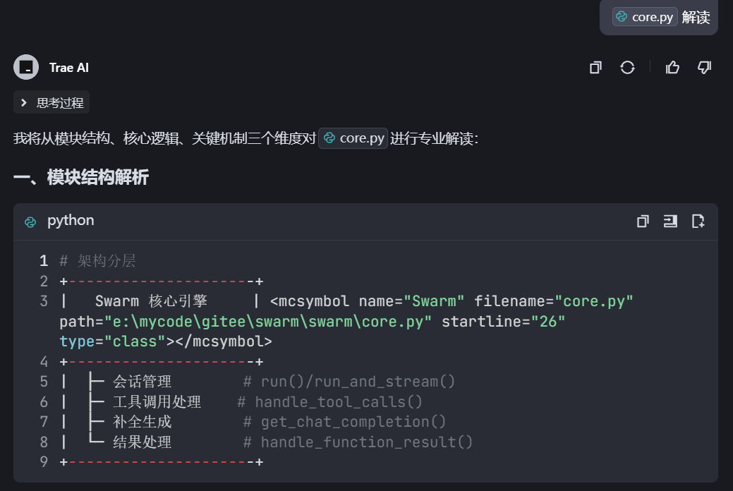 爽，用字节家的Trae AI编程工具解读OpenAI的swarm核心代码，解锁暗藏技能 配图 2