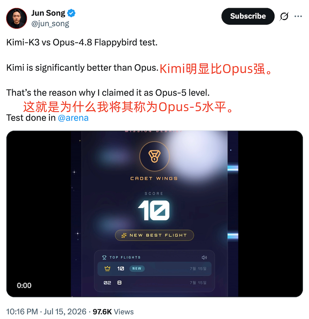 打败Fable 5！Kimi K3冲上第一，杨植麟导师很骄傲 配图 8
