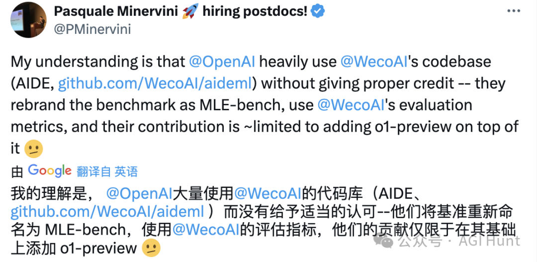 OpenAI最新项目MLE-bench被爆抄袭WecoAI！ 配图 4