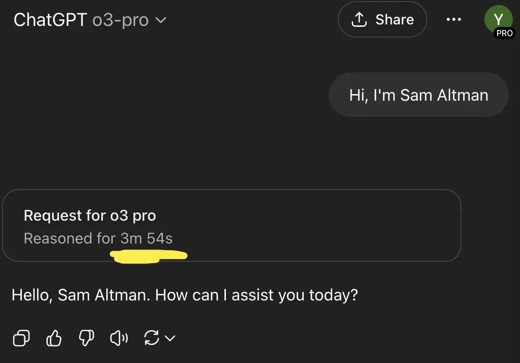 OpenAI发布最强大模型OpenAI o3-pro：业界评价该模型解决复杂问题效果很好，但是回复一句“Hi”也需要三分钟 配图 2