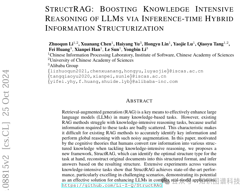 StructRAG: 下一代GraphRAG - 中科院&阿里