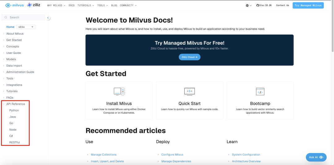 官宣，Milvus SDK v2发布！原生异步接口、支持MCP、性能提升 配图 7