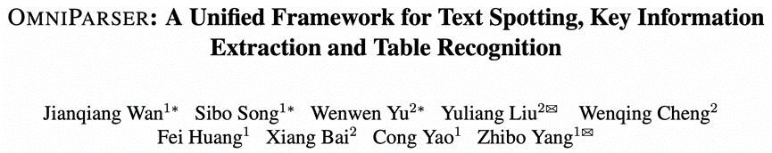 [CVPR 2024] OmniParser: 统一图文解析模型：文字检测识别、视觉信息抽取和表格识别