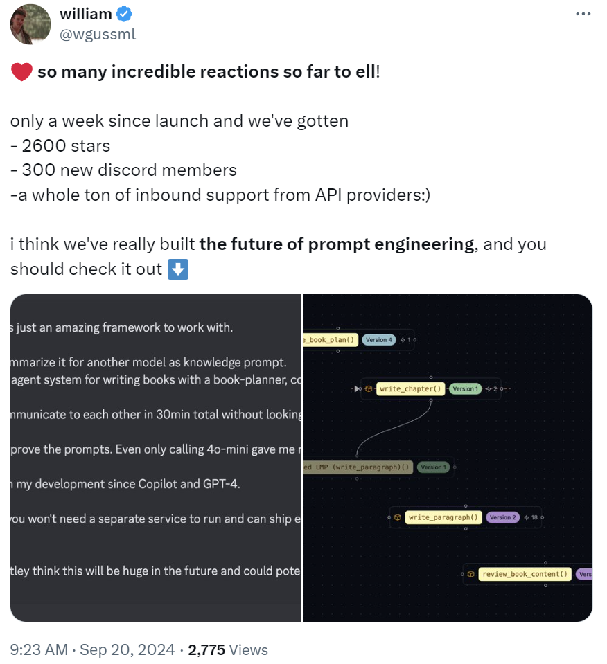 OpenAI前研究者发布提示词工程框架ell，升级版LangChain，支持版本控制和多模态 配图 5
