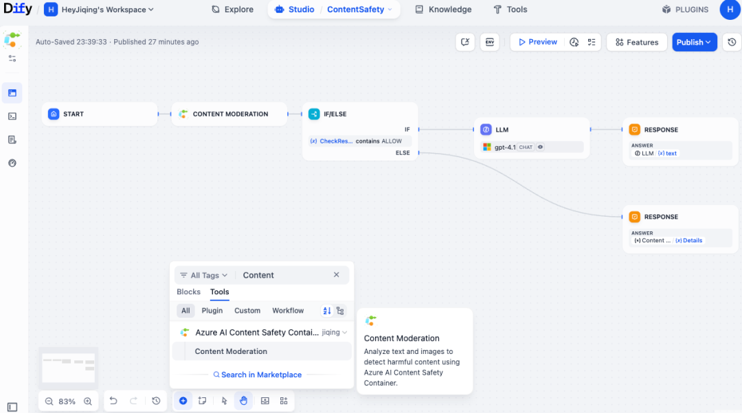 Dify 集成 Azure AI 内容安全插件：从部署到落地的全流程教程 配图 20