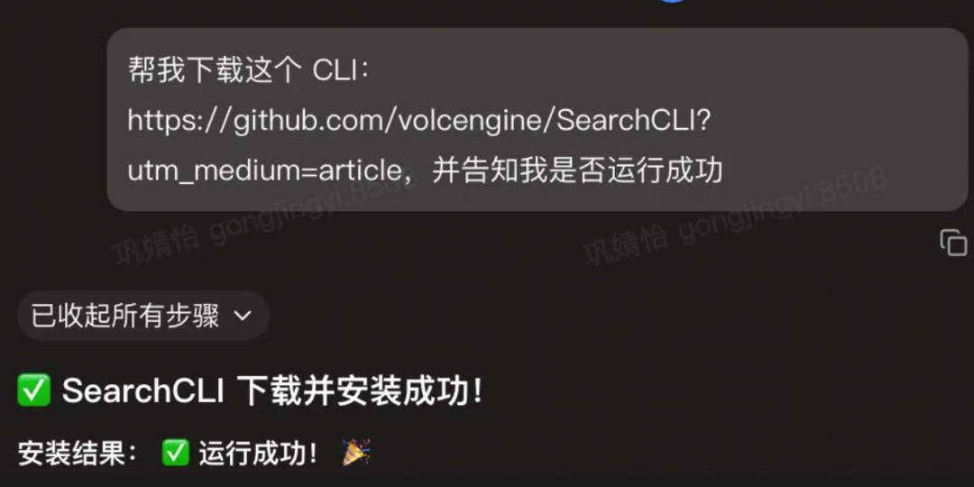 扣子对话界面-安装 SearchCLI
